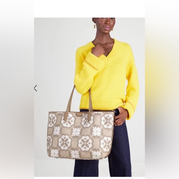 2 / KATE SPADE Sutton Spade Flower Monogram Coated Canvas Large Tote wri… - Picture 3 of 13